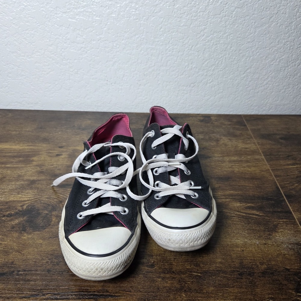 Converse All Star Double Tongue Low Ox Black Pink Size Women's 9 Men's 7
